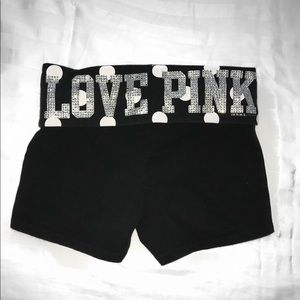 PINK Victoria’s Secret Black Fold-Over Shorts